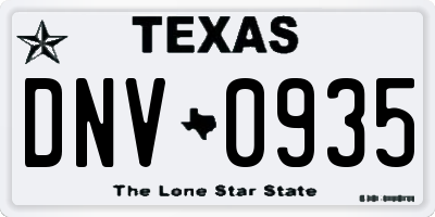TX license plate DNV0935