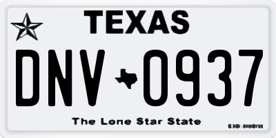 TX license plate DNV0937