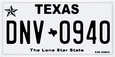 TX license plate DNV0940