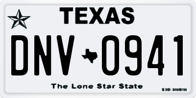 TX license plate DNV0941