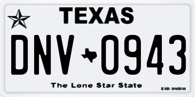 TX license plate DNV0943