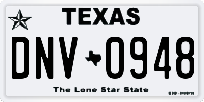 TX license plate DNV0948