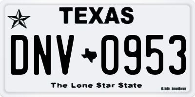 TX license plate DNV0953