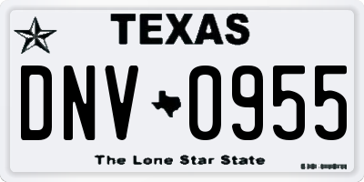 TX license plate DNV0955
