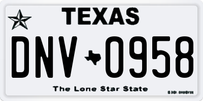 TX license plate DNV0958