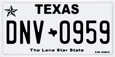 TX license plate DNV0959