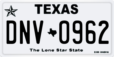 TX license plate DNV0962