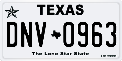TX license plate DNV0963