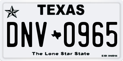 TX license plate DNV0965