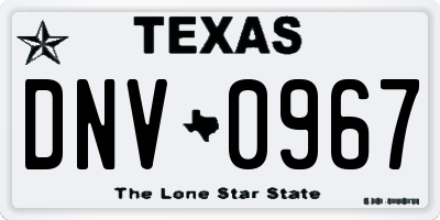 TX license plate DNV0967
