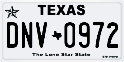 TX license plate DNV0972