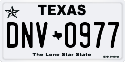 TX license plate DNV0977