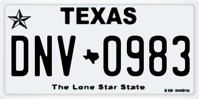 TX license plate DNV0983