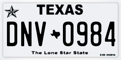 TX license plate DNV0984