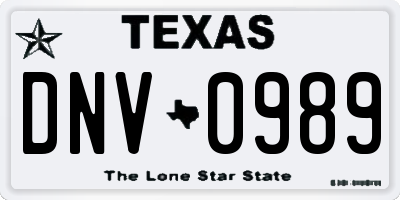 TX license plate DNV0989