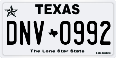 TX license plate DNV0992