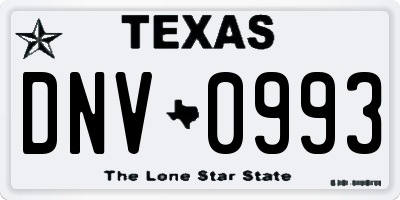 TX license plate DNV0993
