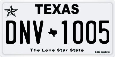 TX license plate DNV1005