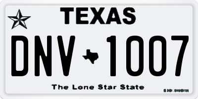 TX license plate DNV1007