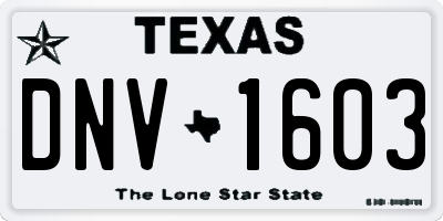 TX license plate DNV1603