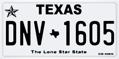 TX license plate DNV1605
