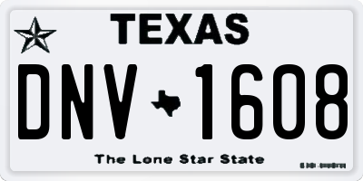TX license plate DNV1608