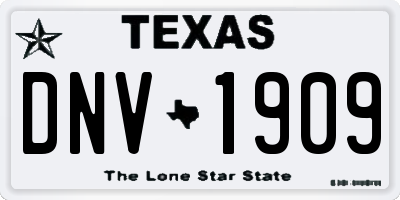 TX license plate DNV1909