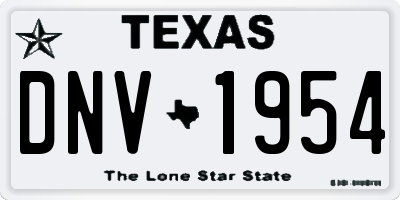 TX license plate DNV1954