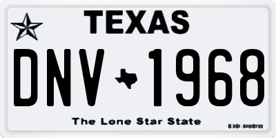 TX license plate DNV1968