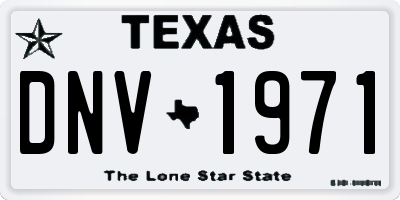 TX license plate DNV1971