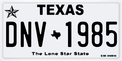 TX license plate DNV1985