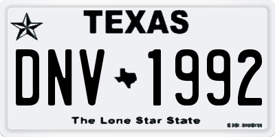 TX license plate DNV1992