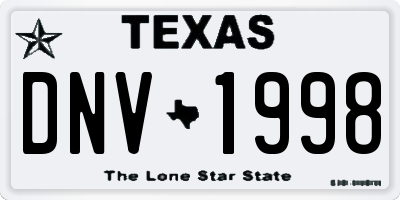 TX license plate DNV1998