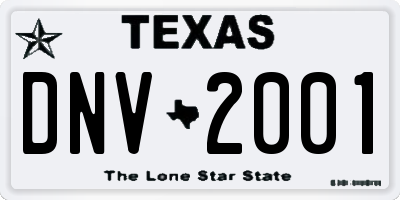 TX license plate DNV2001