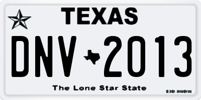 TX license plate DNV2013