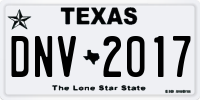 TX license plate DNV2017