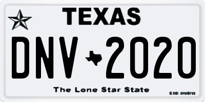 TX license plate DNV2020