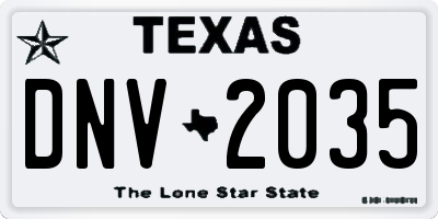 TX license plate DNV2035