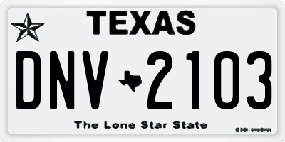TX license plate DNV2103