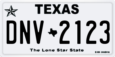 TX license plate DNV2123