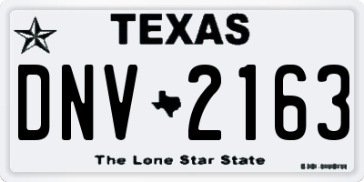 TX license plate DNV2163