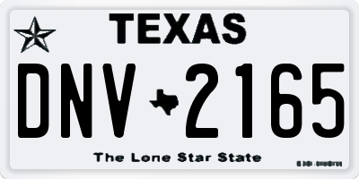 TX license plate DNV2165