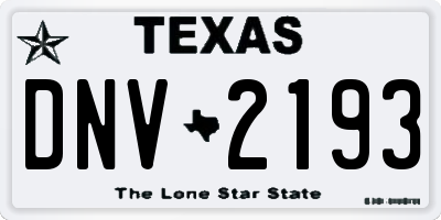 TX license plate DNV2193