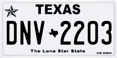 TX license plate DNV2203