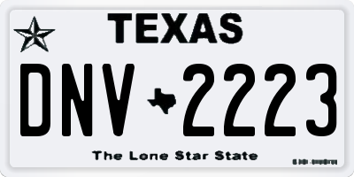 TX license plate DNV2223