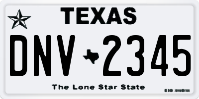 TX license plate DNV2345
