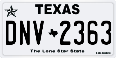 TX license plate DNV2363