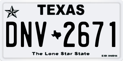 TX license plate DNV2671