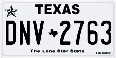 TX license plate DNV2763
