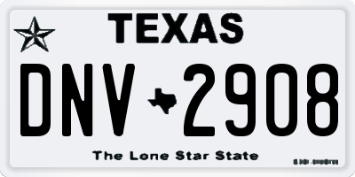 TX license plate DNV2908